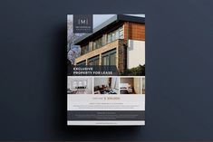 a real estate brochure is displayed on a dark background