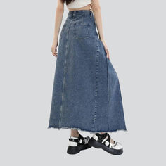 Introducing the 2023 Autumn Collection's Raw Hem Plaited Denim Skirt. 20th-century Style! This medium wash denim skirt is a perfect representation of 90s fashion. with a high-waist. folded design and a zipper closure. A statement piece that's sure to turn heads. this skirt offers a unique blend of vintage style and vogue sophistication.Why They're Your Next Wardrobe EssentialThis timeless piece is patterned to make a statement. The folded design offers a flattering shape and the zipper closure e Pleated Skirt For Spring Streetwear, Spring Pleated Skirt For Streetwear, Denim Blue Skirt For Streetwear, Denim Blue Skirt For Spring Streetwear, High Rise Denim Skirt For Streetwear, High-waisted Medium Wash Denim Skirt For Streetwear, High Waist Medium Wash Denim Skirt For Streetwear, High Waist Denim Skirt In Medium Wash For Streetwear, Spring Streetwear Medium Wash Denim Skirt