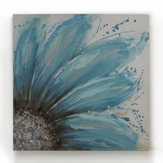 a painting of a blue flower on a white background