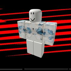 an image of a man made out of legos with blue flowers on his body