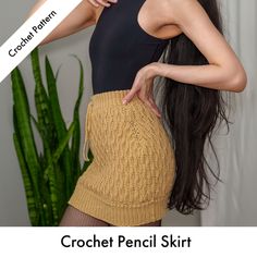 Crochet Pattern by TCDDIY Crochet Mini Skirt Pattern, Skirt Pattern Crochet, Crochet Pencil Skirt, Mini Skirt Pattern, Crochet Pencil, Crochet Mini Skirt, Pencil Skirt Pattern, Skirt Pattern