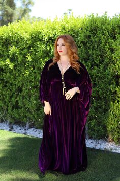 Unleash your inner regal authority with "The Empress" Caftan. This luxurious purple caftan channels the vibes of powerful and authority-wielding women, making you the center of attention in any room. Reign supreme in style! Choose from: Deep V (as shown) or Mid V (for more coverage) MEASUREMENTS Length: 54 Inches Width: 51 (x2=102 inches) Measure the widest part of your bust and use this chart to find your perfect fit (fabric DOES have stretch) : HOW TO CINCH Put the caftan on, leave your hands Plus Size Velvet Maxi Dress, Velvet Caftan, Bachelorette Bachelor Party, Caftan Dress, The Empress, British Indian, Caribbean Netherlands, Deep V, Fashion Inspo