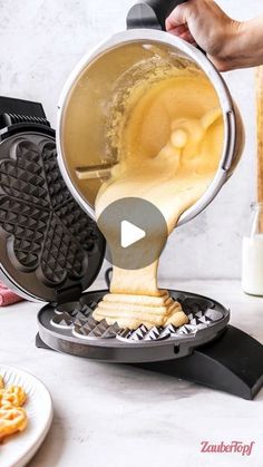 the waffle maker is being used to make french fries