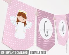 an angel banner with the letter g on it