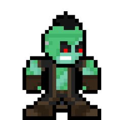 an image of a pixel art character with red eyes