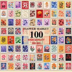 the flower market 100 high quality stamps