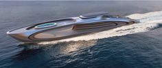 a futuristic boat floating on top of the ocean