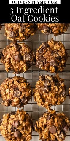 three ingredient oat cookies on a cooling rack