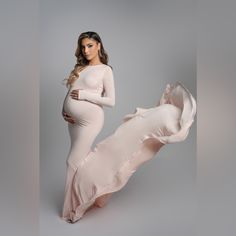 Custom Maternity Photoshoot Dress Size: Xs Stetchy Material Light Pink Maternity Photoshoot Dress, Maternity Dresses For Photoshoot, Photoshoot Dress, Maternity Photoshoot, Pregnancy Photoshoot, Light Pink, Colorful Dresses, Long Sleeve Dress, Womens Sizes