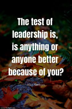 leaves with the words, the test of leadership is, is anything or anyone better because of