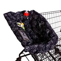 a shopping cart with a baby seat in it