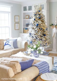 a decorated christmas tree in a living room