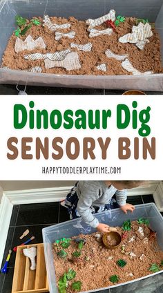 this dinosaur dig is an easy and fun activity for toddlers to play in the sand