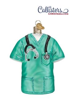 a christmas ornament with a doctor's coat and stethoscope on it