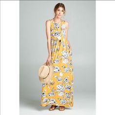 Floral Jersey Brush Sleeveless Maxi Dress With Side Pockets. Material Is 95% Rayon Jersey, 5% Spandex. Made In Usa. Available In Small Or Large. Nwot Casual Yellow Sleeveless Maxi Dress, Fitted Yellow Sleeveless Dress For Vacation, Yellow Floral Print Sleeveless Dress For Vacation, Chic Sleeveless Mustard Maxi Dress, Yellow Sleeveless Floral Print Maxi Dress, Yellow Sleeveless Maxi Dress With Floral Print, Yellow Sleeveless Maxi Dress For Vacation, Mustard Sleeveless Dress For Day Out, Casual Yellow Floral Sleeveless Dress