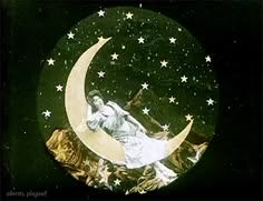 an image of a woman sitting on the moon