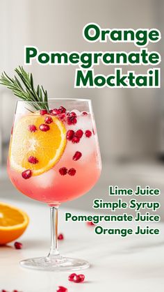 Orange Pomegranate Mocktail Pomegranate Mocktail, Pomegranate Drinks, Best Mocktails, Cocktail Cards, Orange Pomegranate, Easy Mocktail Recipes, Pomegranate Recipes, Mocktail Recipes, Cozy Drinks