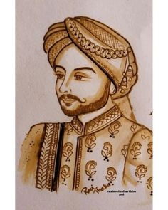 a drawing of a man wearing a turban