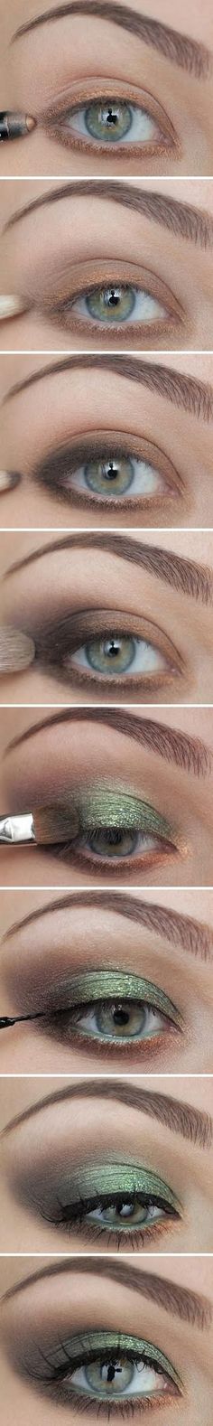 Green and bronze smoky eye Green Smokey Eye, Mekap Mata, Makijaż Smokey Eye, Tutorial Diy, Eye Make, Love Makeup, All Things Beauty, Smokey Eye