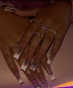 Colored Acrylic Nails, Simple Acrylic Nails, French Acrylic Nails, Long Acrylic Nails Coffin, Acrylic Nails Coffin Pink, Long Square Acrylic Nails, Unique Acrylic Nails, Trendy Nail, Bling Acrylic Nails