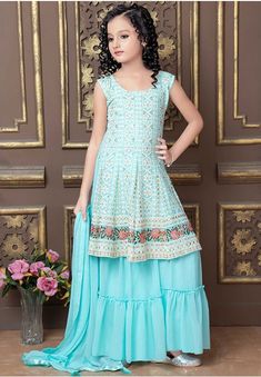 Sharara Suit For Kids, Georgette Sharara, Linen Wedding Dress, Kids Lehenga Choli, Indo Western Outfits, Kids Wear Boys