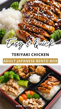 Looking for a sophisticated lunch option? Try our Teriyaki Chicken Japanese Bento Box. A perfect balance of taste and nutrition! 🍱🥢  Bento Box Idea, Teriyaki Chicken, Healthy foods, easy dinner ideas, Japanese Bento Box Recipe, dinner ideas, chicken recipe, spring meals, summer foods, lunch ideas Teriyaki Chicken Bento, Bento Box Lunch For Adults Healthy, Breakfast Bento Box Ideas, Teriyaki Chicken Healthy, Bento Box Lunch For Adults, Adult Bento Box, Dinner Ideas Chicken, Messy Food, Meals Summer