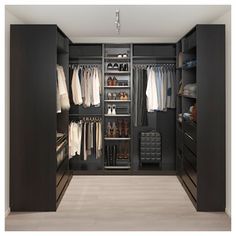 a walk in closet filled with lots of clothes