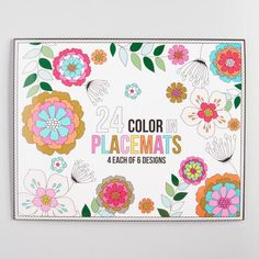 the front cover of a coloring book with flowers and leaves on it, which reads 24 color