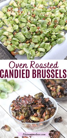 roasted brussel sprouts with text overlay