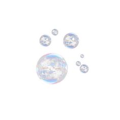 soap bubbles floating in the air on a white background