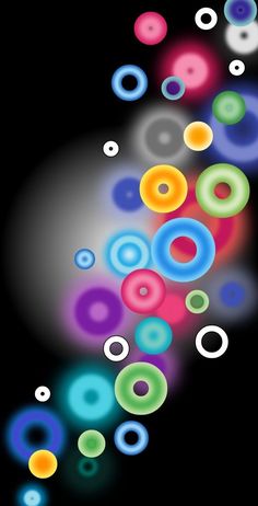 an abstract background with circles and lights in the dark, on a black background that is very colorful