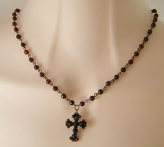 1880's Antique Victorian Choker Bohemian Garnet Cross Choker Necklace Birthday Anniversary Gift by AntiqueLockets on Etsy https://www.etsy.com/listing/218288238/1880s-antique-victorian-choker-bohemian Victorian Cross Necklace, Victorian Choker, Cross Choker Necklace, Septum Piercing Jewelry, Cross Choker, Dope Jewelry, Garnet Jewelry, Funky Jewelry, Valentines Necklace