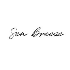 the word sea breeze written in black ink