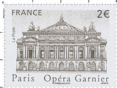 a stamp with an image of the opera garner in paris, on it