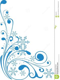 an abstract blue and white background with snowflakes on the corner, for christmas cards or