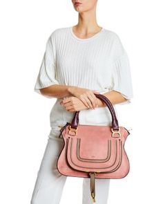 Chloe Marcie Medium Satchel Leather Handle Saddle Satchel, Chloe Marcie Medium, Canyon Rose, Chloe Marcie, Satchel Handbags, Chloe, Satchel, In Store, Pick Up