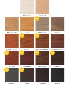 the different types of wood stain for furniture and home decor, including black cherry, white oak