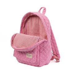 Our Candy Backpack is a charming and stylish bag designed to carry all your essentials with a timeless flair. The quilted pink terry exterior is thick and luxurious, complemented by the matching pink gingham interior. Designed for practicality, this backpack features a convenient exterior pocket for easy access to your essentials on the go. Inside, discover another dedicated pocket for added organization, ensuring that your belongings are always at your fingertips. Ideal for daily commutes, week Candy Backpack, Gingham Interior, Peach Jelly, Better Everyday, Summer Wishlist, Mini Makeup Bag, Large Makeup Bag, Quilted Backpack, Vanity Bag