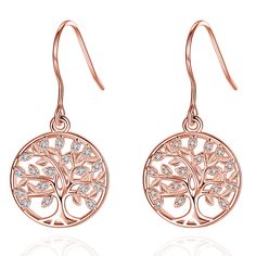 PRICES MAY VARY. ❤【Symbol of Life】 The Tree of Life symbolizes the power of life, growth, and resilience, representing the cycles of nature and interconnectedness. Wearing our tree of life dangle earrings showcases your reverence and love for life. ❤【High-quality Materials】The tree of life earrings for women made from 925 sterling silve and rose gold-plated, studded with 5A cubic zirconia. Each delicate detail of the dangle earring is carefully designed, delivering endless charm to you! ❤【Suitab Tree Of Life Symbol, Tree Of Life Earrings, Tree Earrings, Silver Tree, Tree Of Life Necklace, Earring Tree, Jewelry Tree, Dangly Earrings, Sterling Earrings