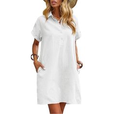 Nwt Zeagoo Cotton Short Sleeve Button Down Shirt Dress W/ Pockets - Size: Small. White. Tried On Only, Has Tags And Original Bag. True Small, No Stretch Light Colored Dresses, Dress Summer Casual, Bride Dress Lace, Cotton Shirts Women, Button Front Shirt Dress, Shirt Dress Summer, Beach Coverup Dress, Floral Cocktail Dress, Button Down Shirt Dress