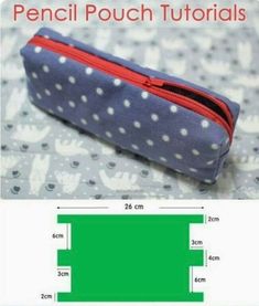 the pencil pouch is shown with measurements to make it easier for someone to put them in