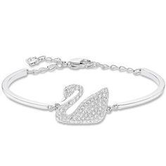 Great Shopping Genuine Swarovski Swan Bangle 5011990 Crystal Rhodium Clear, Fashion Jewelry Swan Necklace, Swarovski Swan, Premier Jewelry, Womens Bangles, The Bangles, Swarovski Crystal Jewelry, Swarovski Bracelet, Swarovski Jewelry, Bangles Jewelry