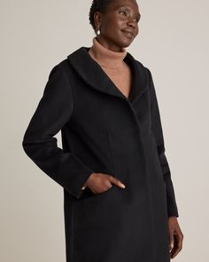 Complete your cold-weather look with this classic Italian Wool Cocoon Coat. Made from a warm wool blend and adorned with a stylish shawl collar, this coat is a must for any weather condition and dresses up any look.  | Quince | Women's Italian Wool Cocoon Coat in Black, Size XS, Wool/Nylon Wool Outerwear With Shawl Collar For Winter, Tailored Shawl Collar Outerwear For Fall, Tailored Fall Outerwear With Shawl Collar, Elegant Collared Winter Outerwear, Elegant Fall Outerwear For Cold Weather, Elegant Cold Weather Outerwear For Fall, Elegant Outerwear For Cold Weather In Fall, Classic Shawl Collar Outerwear For Fall, Black Wool Coat With Shawl Collar For Winter