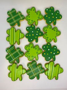 green decorated cookies arranged in the shape of shamrocks