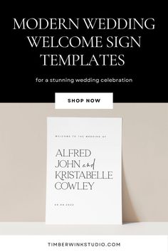 Design Minimal, Modern Wedding Welcome Signs in Minutes Minimal Modern Wedding, Minimal Modern