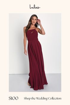 a woman in a long dress with the words shop the wedding collection