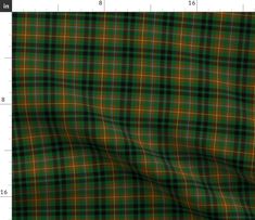 the green and yellow plaid fabric is shown with measurements for each piece in this image