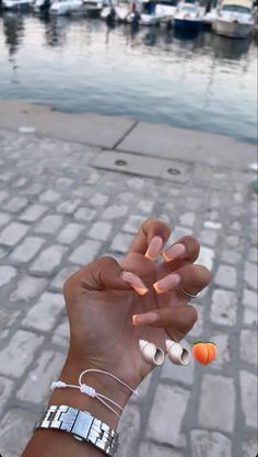 Pool Nails, Turkey Nails, Holiday Acrylic Nails, Florida Nails, Nails Orange, Summer Tan, Summery Nails, Girly Acrylic Nails, Casual Nails