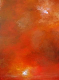 an abstract painting with red and orange colors