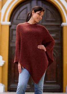 100% alpaca poncho, 'Autumn Splendor' - Women's Alpaca Wool Poncho Alpaca Poncho, Hairpin Lace, Winter Wrap, Wool Poncho, Evening Tops, Alpaca Wool, Autumn Fashion Women, Animal Rescue, Alpaca